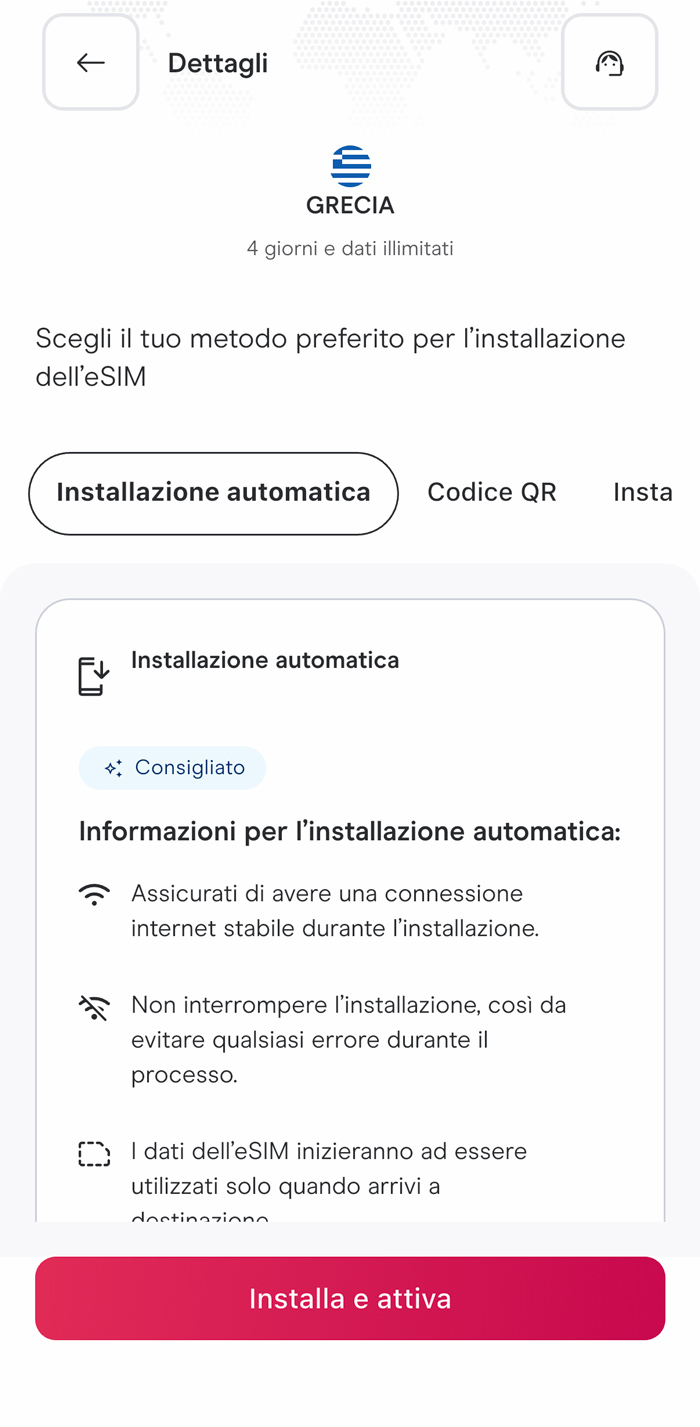 processo attivazione esim holafly