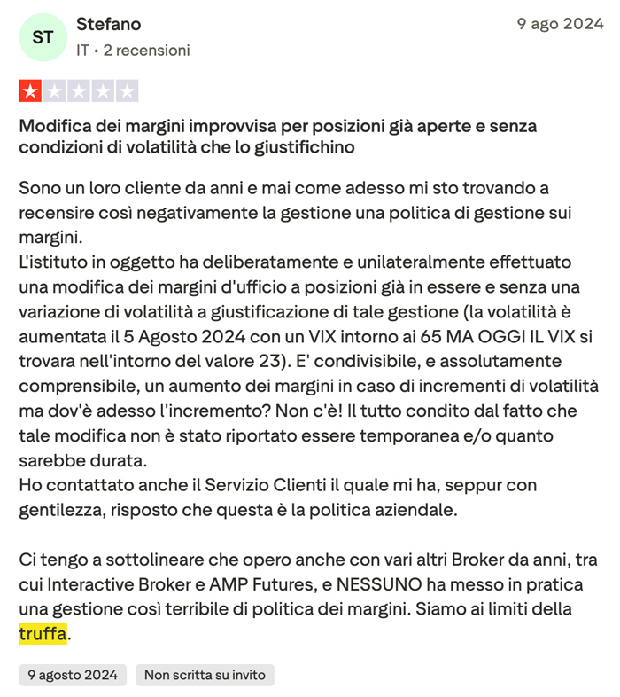 recensione negativa ig markets truffa