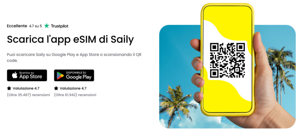 interfaccia utente app saily per iphone e android