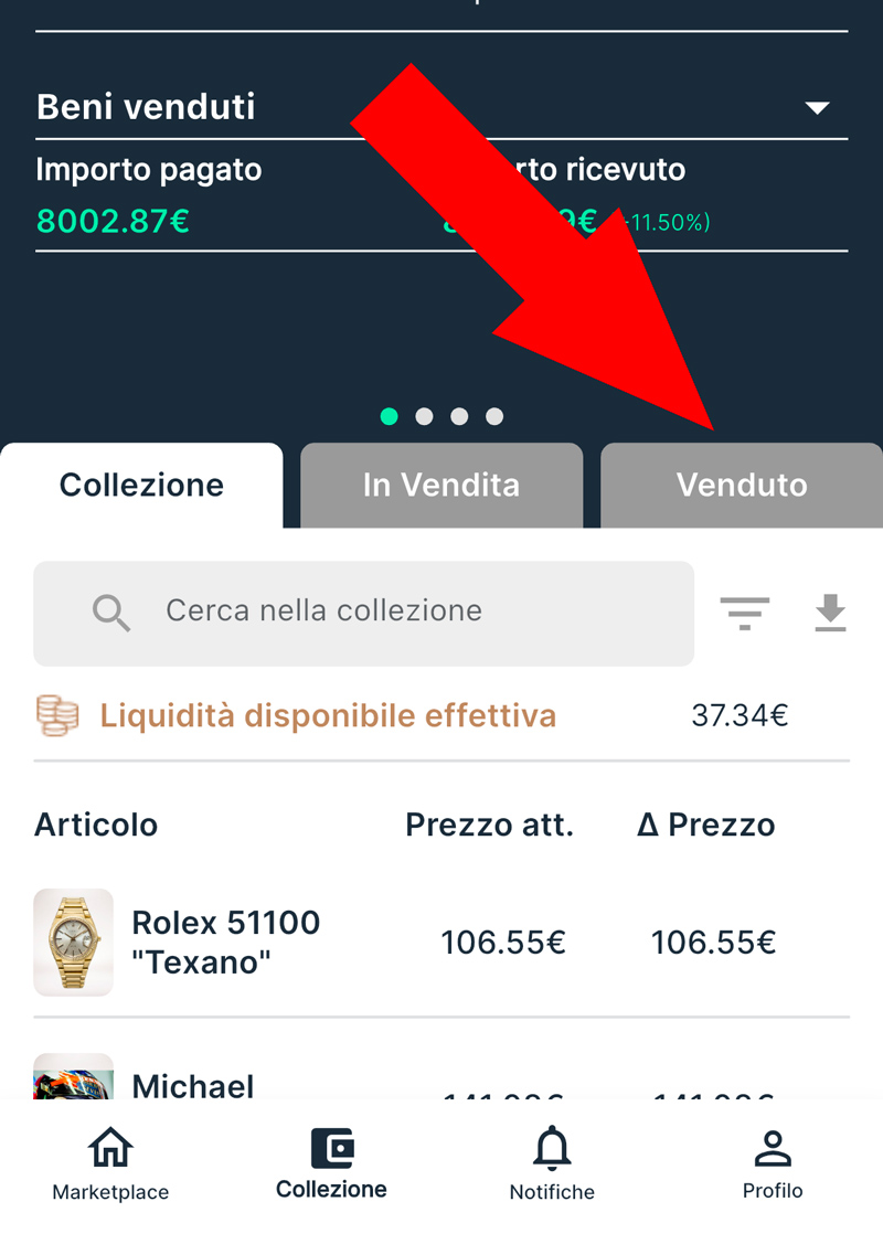 collecto collezione venduto