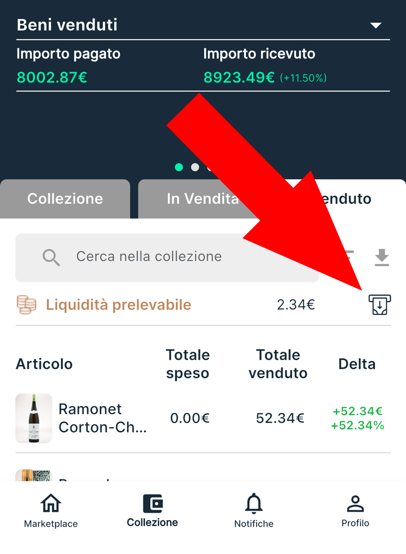 icona prelievo soldi collecto