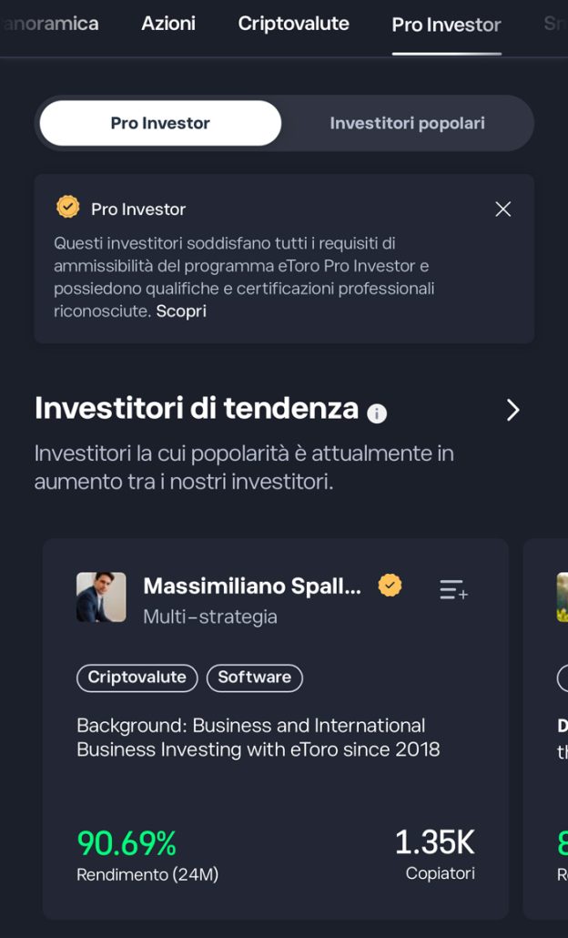 pro investor copy trading etoro investitori popolari