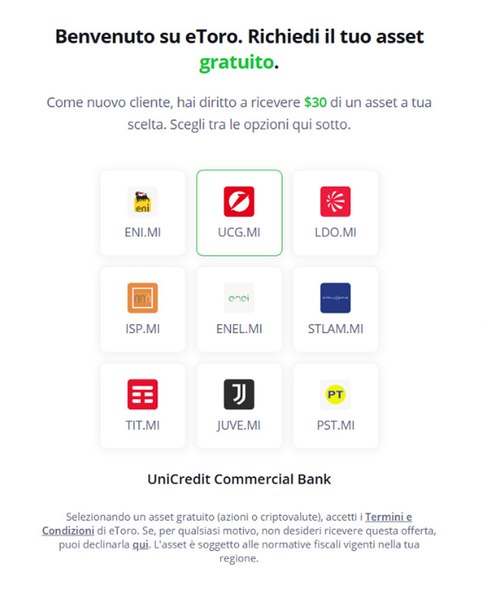 step 3 richiesta azione gratis etoro promo