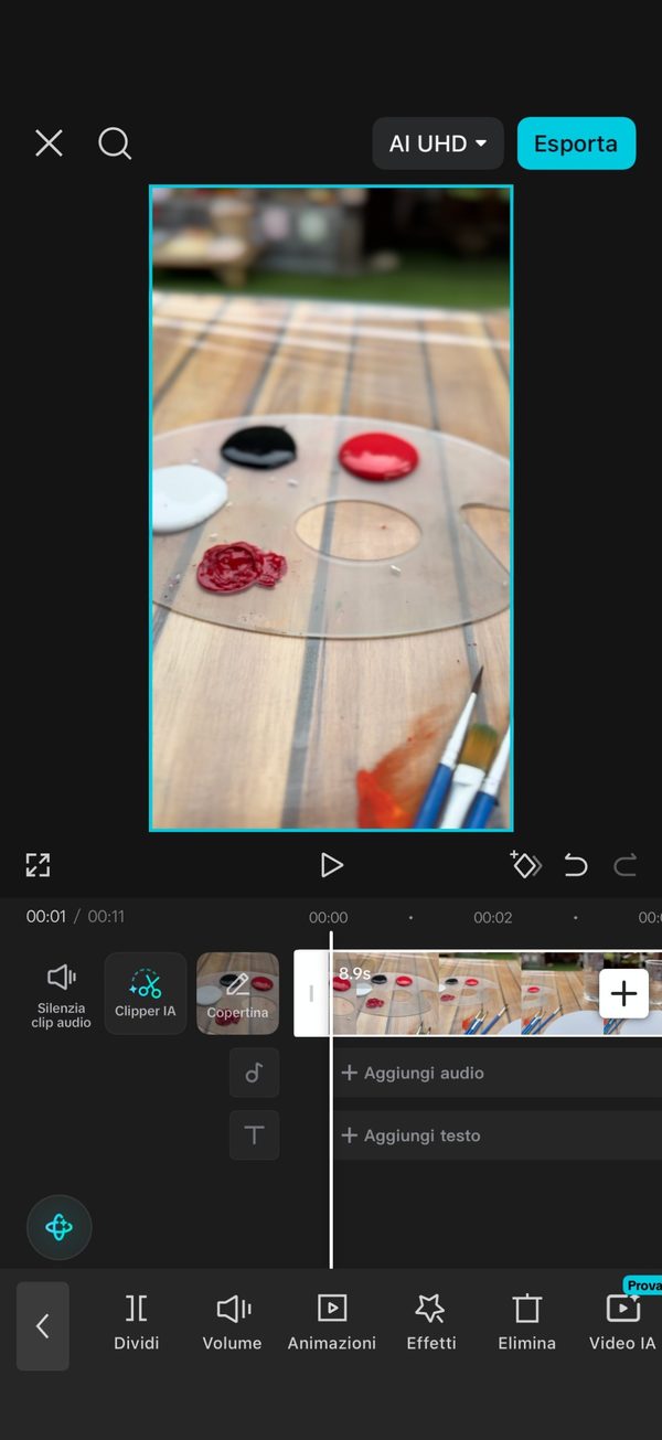 capcut tutorial tagliare clip nella timeline