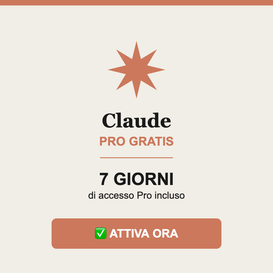 Claude Pro Gratis - 7 giorni inclusi Banner Claude Pro gratis 7 giorni con invito