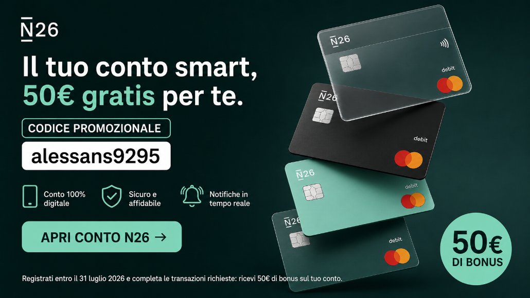 n26 bonus benvenuto 50 euro codice promo