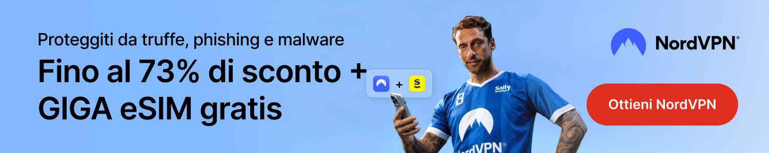 Banner offerta NordVPN Marchisio con GIGA eSIM Saily inclusi