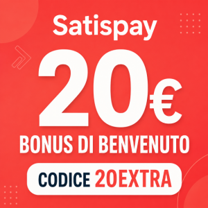Satispay Bonus Benvenuto 20€ – Codice 20EXTRA Satispay bonus benvenuto 20€ con codice promo 20EXTRA