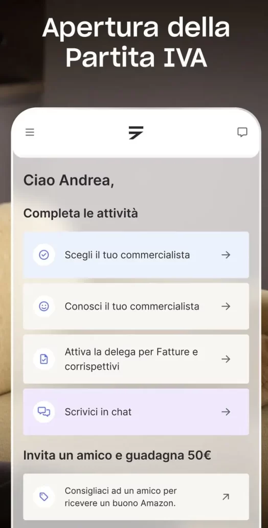 Checklist dell'app Fiscozen per completare l'apertura della partita IVA
