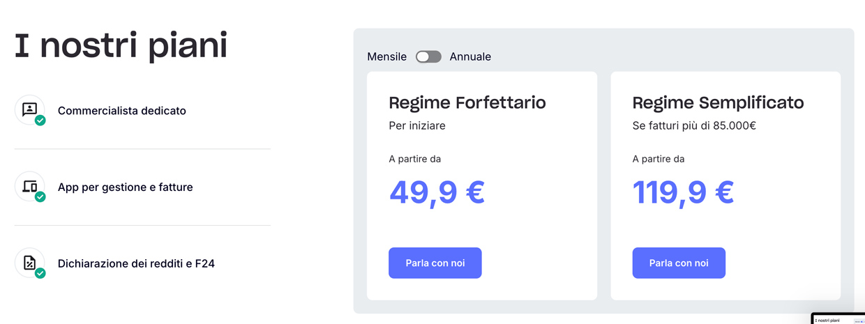 Costo Fiscozen commercialista online in abbonamento mensile