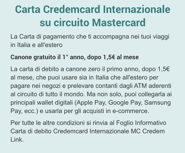 credemcard internazionale canone credemcard internazionale canone