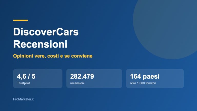 DiscoverCars recensioni: 4,6 su 5 su Trustpilot con 282.479 valutazioni