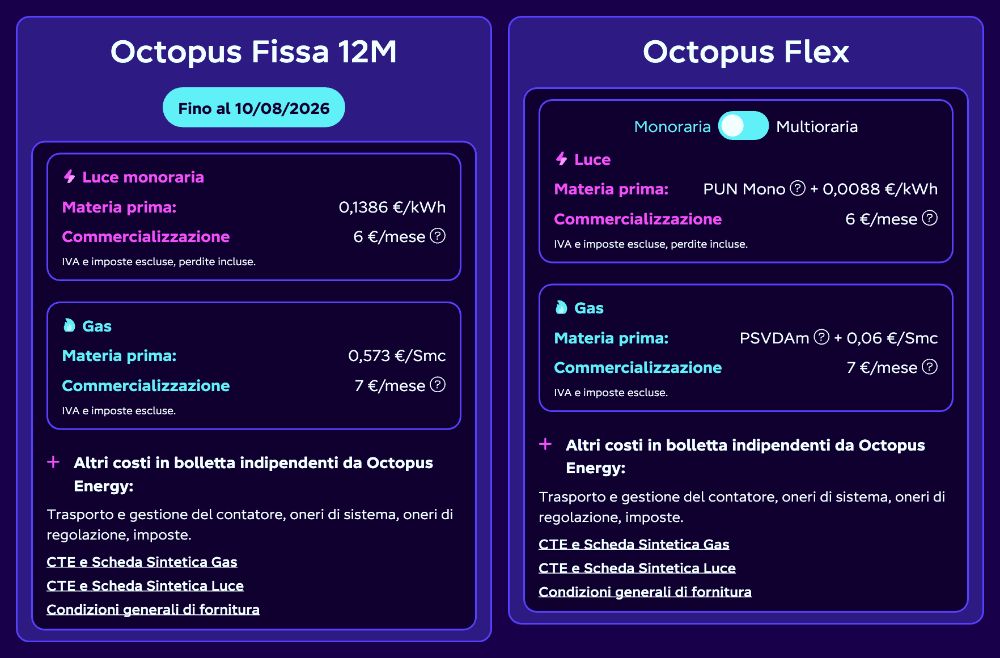 Octopus Energy tariffe Fissa 12M e Flex Octopus Energy tariffe Fissa 12M e Flex