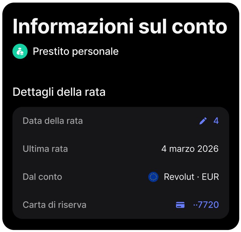 prestito revolut gestione rate e piano di ammortamento in app