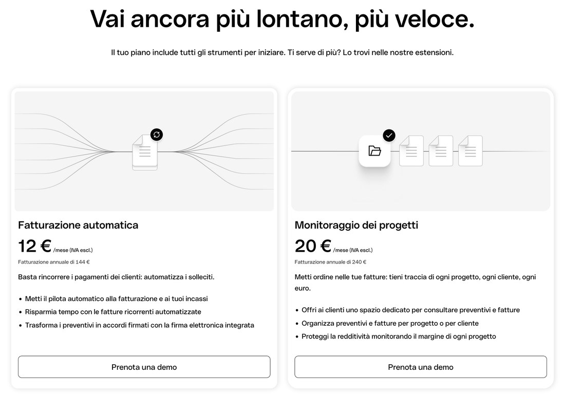 Qonto estensioni: fatturazione automatica e monitoraggio progetti Estensioni Qonto a pagamento: fatturazione automatica 12 euro e monitoraggio progetti 20 euro al mese