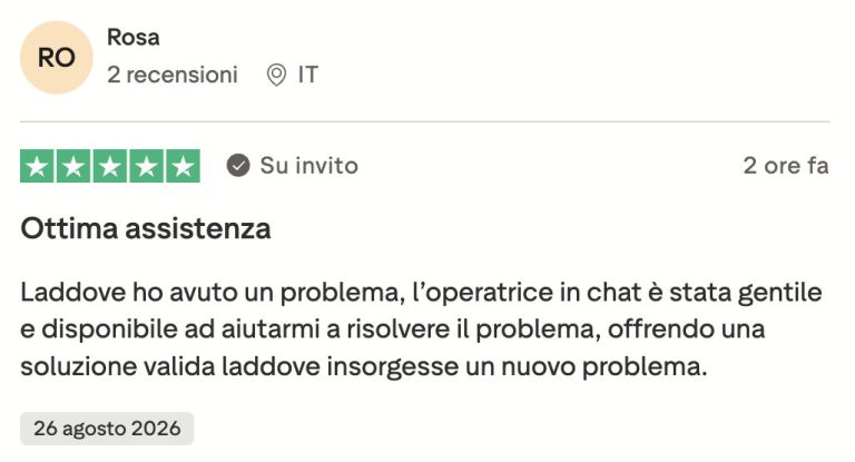 Recensione Trustpilot che elogia l’assistenza Holafly via chat Recensione Trustpilot che elogia l’assistenza Holafly via chat