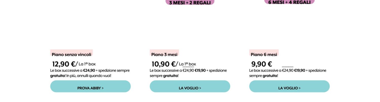 Offerta prima box Abiby a 12,90 euro sul sito ufficiale