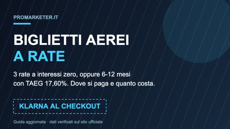 Biglietti aerei a rate: pagamento del volo in 3 rate a interessi zero o in 6-12 mesi con Klarna