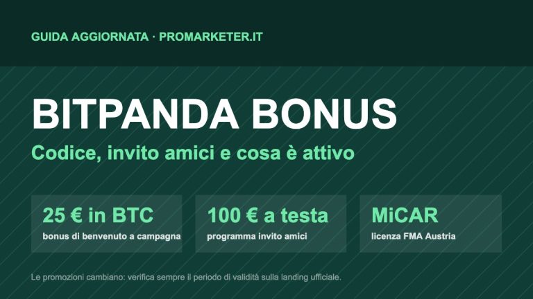 Bitpanda bonus: bonus di benvenuto da 25 euro in BTC e programma invito amici fino a 100 euro a testa