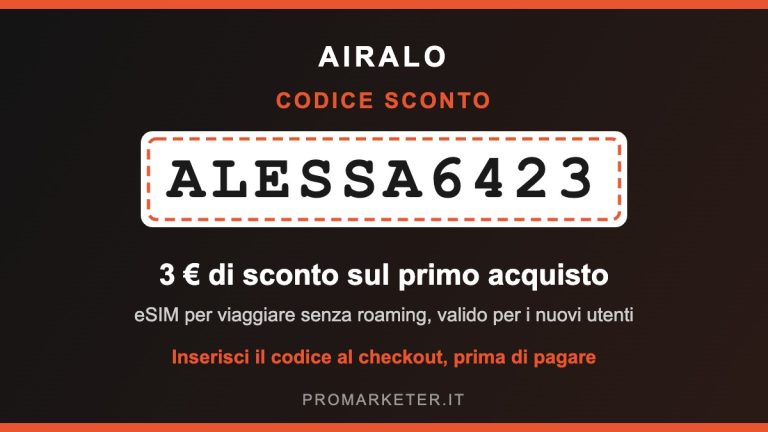 codice sconto airalo ALESSA6423 3 euro primo acquisto