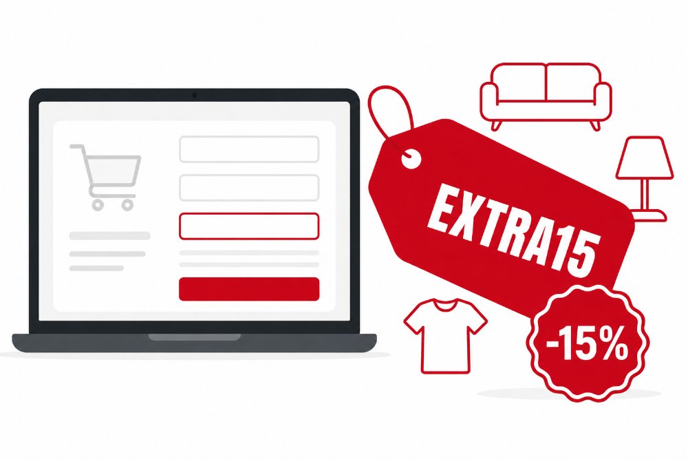 Codice sconto La Redoute EXTRA15 applicato al checkout con sconto del 15%