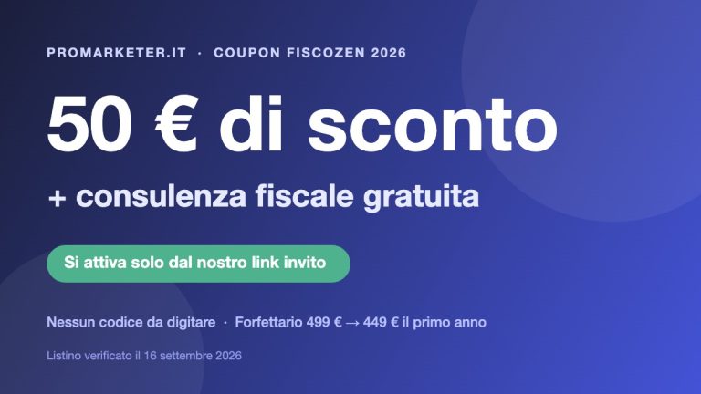 Coupon Fiscozen: 50 euro di sconto e consulenza fiscale gratuita dal link invito