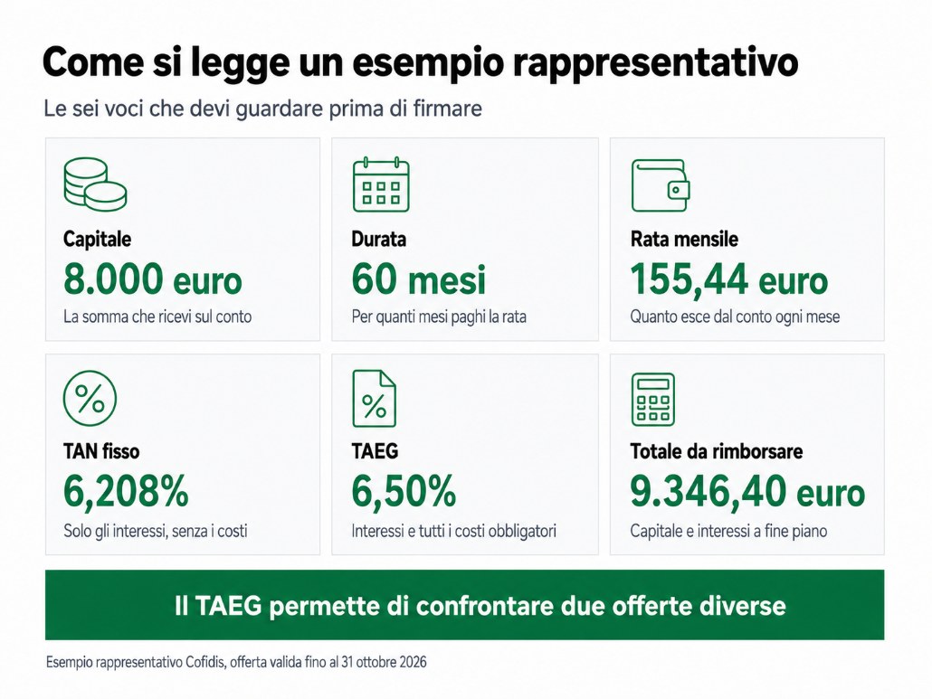 Come si legge un esempio rappresentativo di prestito personale