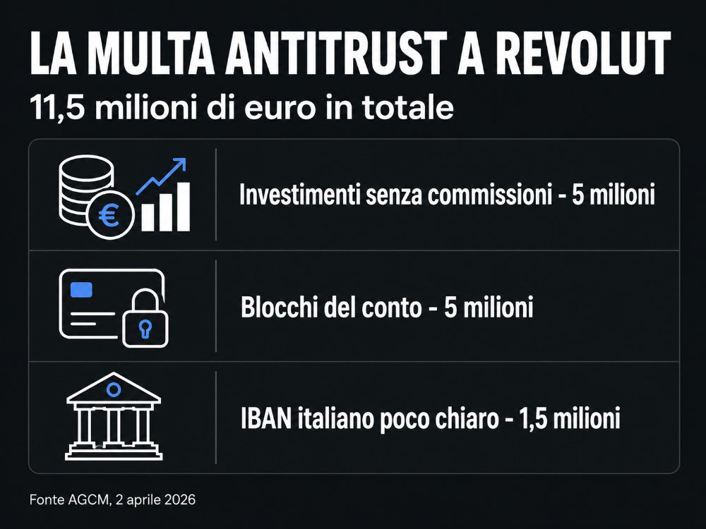 multa antitrust revolut 11,5 milioni le tre sanzioni