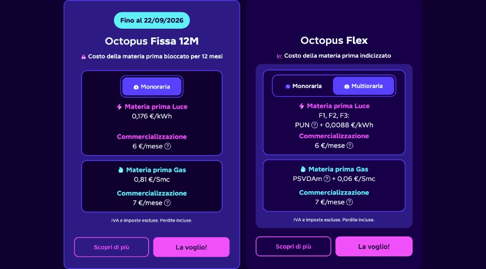 Octopus Energy tariffe Fissa 12M e Flex Octopus Energy tariffe Fissa 12M e Flex