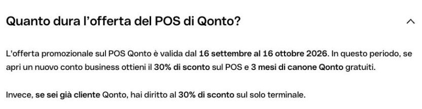FAQ ufficiale Qonto sulla durata della promozione POS dal 16 settembre al 16 ottobre 2026 FAQ ufficiale Qonto sulla durata della promozione POS dal 16 settembre al 16 ottobre 2026