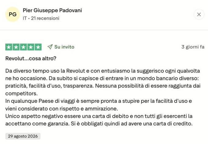 Recensione Trustpilot a 5 stelle sulla carta Revolut con il limite della carta di debito non accettata come garanzia Recensione Trustpilot a 5 stelle sulla carta Revolut con il limite della carta di debito non accettata come garanzia