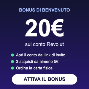 Banner bonus di benvenuto Revolut da 20 euro