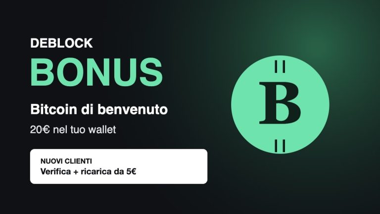 Deblock bonus: 20€ in Bitcoin per i nuovi clienti
