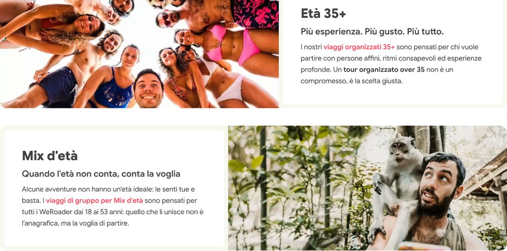 Fasce di età WeRoad 35+ e Mix Fasce di età WeRoad 35+ e Mix
