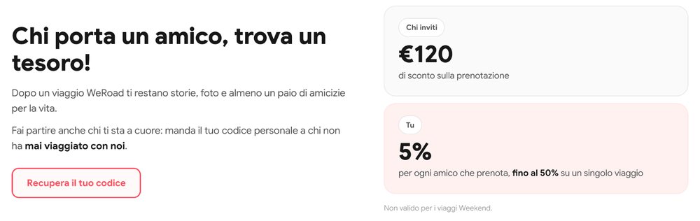 Invita un amico WeRoad 120 euro