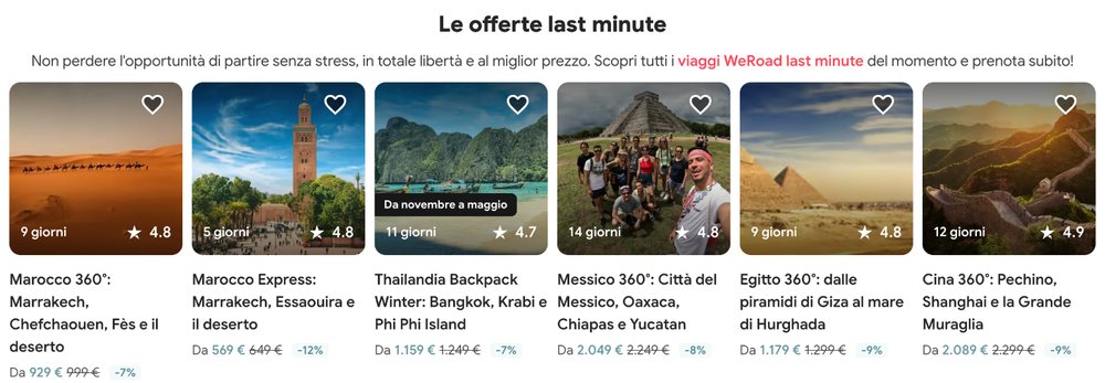 Offerte last minute WeRoad