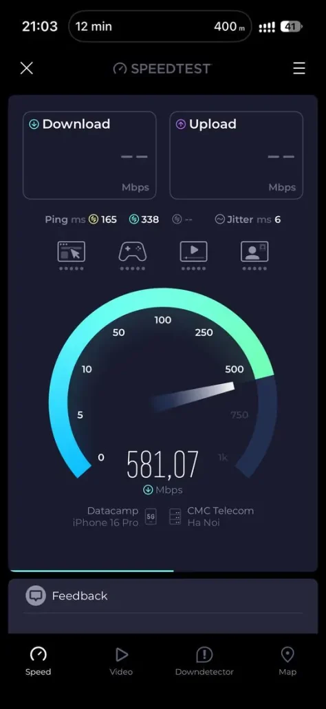 Speedtest Saily in Cina, 581 Mbps Speedtest con eSIM Saily in Cina a 581,07 Mbps in download su rete 5G